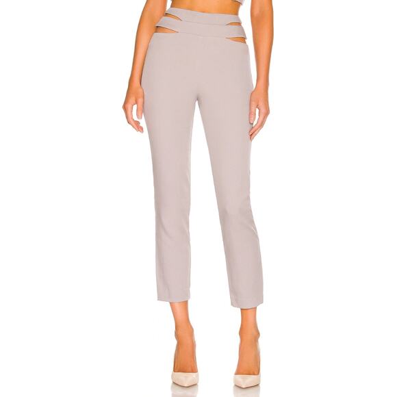 Camila Coelho Pants Womens XS Gray Cecile Cut Out Cropped High Rise Straight - Picture 1 of 10